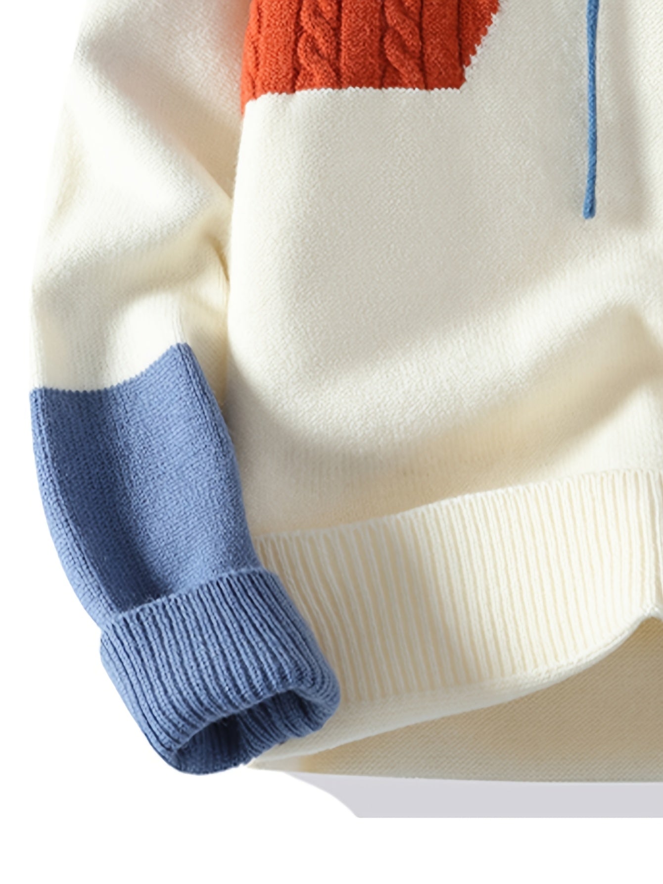 SENMEIGUO Mens Slim Fit Geometric Knit Pullover High Neck