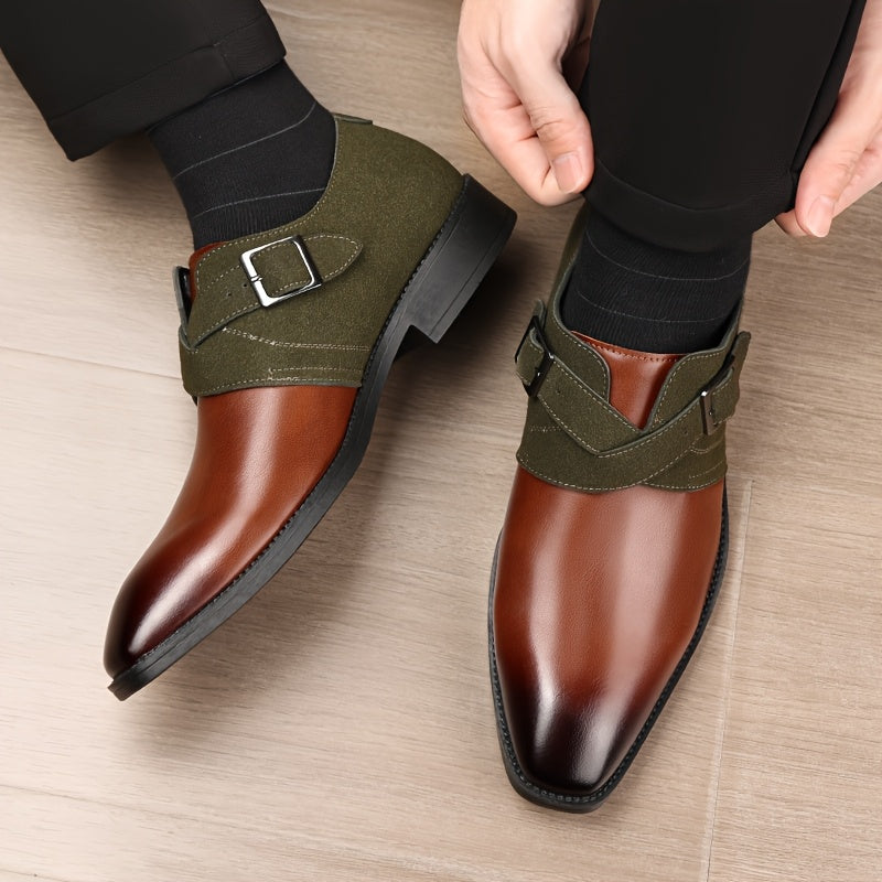 Mens Oxford Shoes Double Monk Straps With Rubber Sole