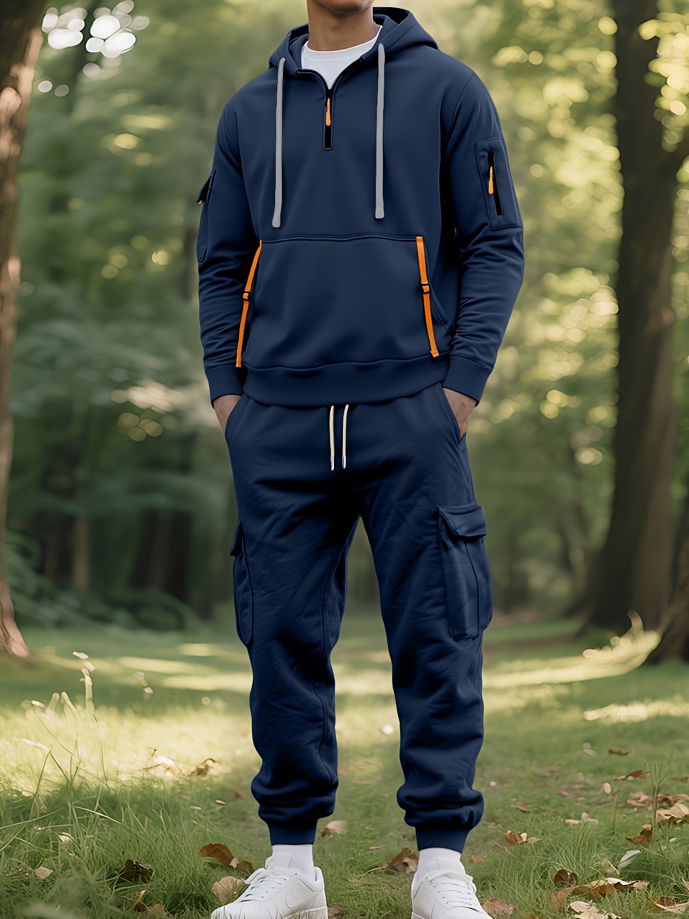 Mens Hooded Sports Set With Multi Pocket Utility Gear