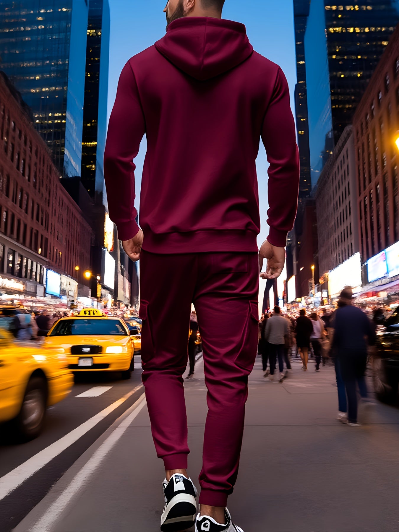 Mens Hooded Half Zip Sweatshirt Set With Cargo Joggers