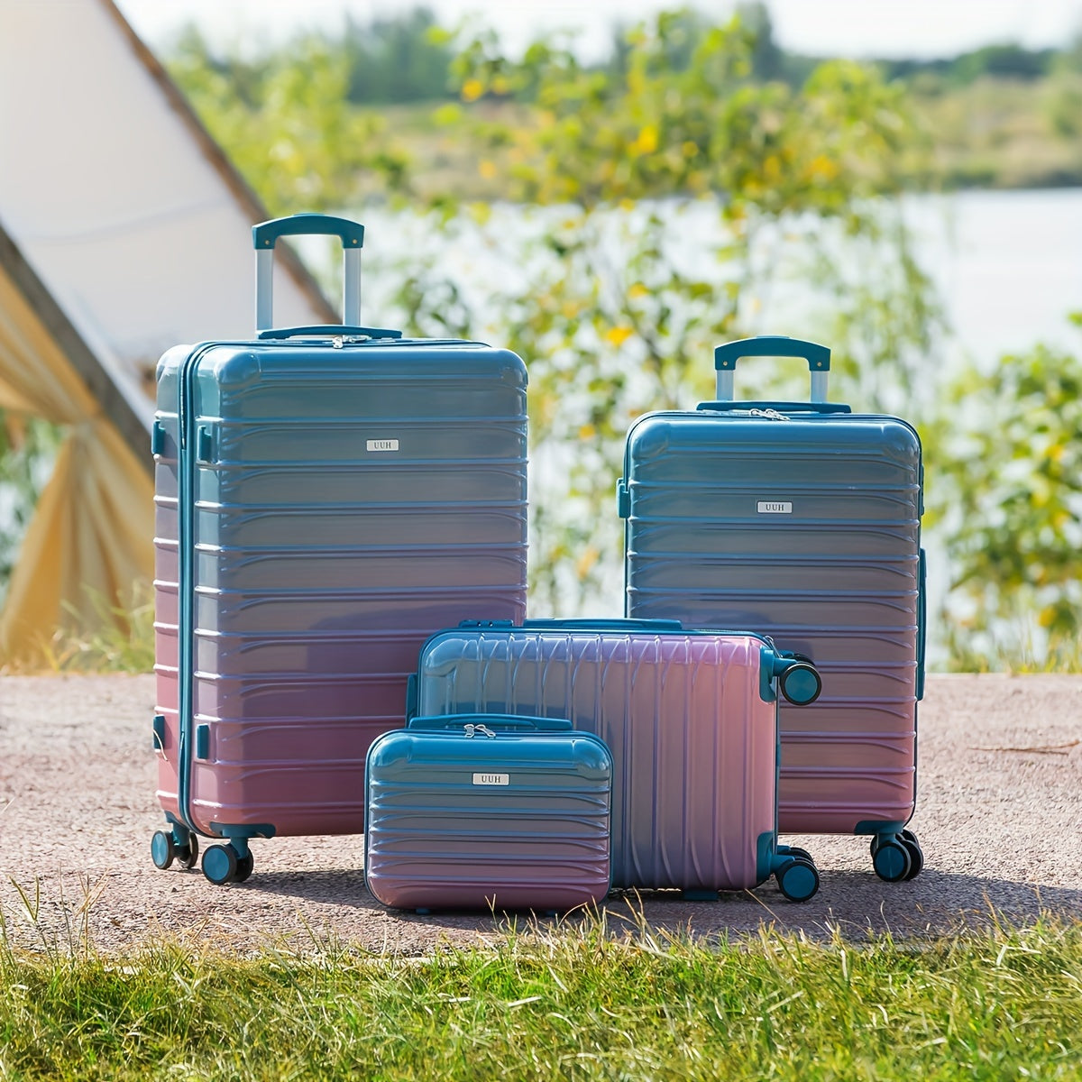 4pcs suitcase, hard-shell suitcase with spinner wheels, TSA lock, travel carry-on luggage - three colors to choose from, buy one get four, girly, bright color