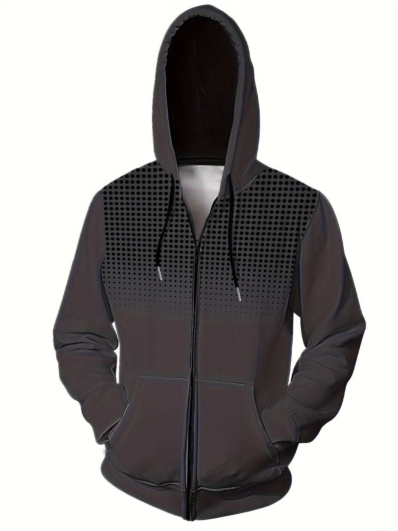 Men's Hooded Zip Up Hoodie Polka Dot Print Machine Washable