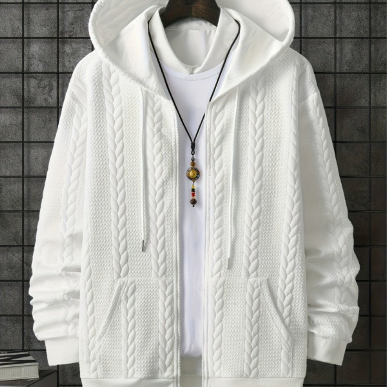Mens Hooded Zip Up Jacket Lightweight Warm Coat Everyday