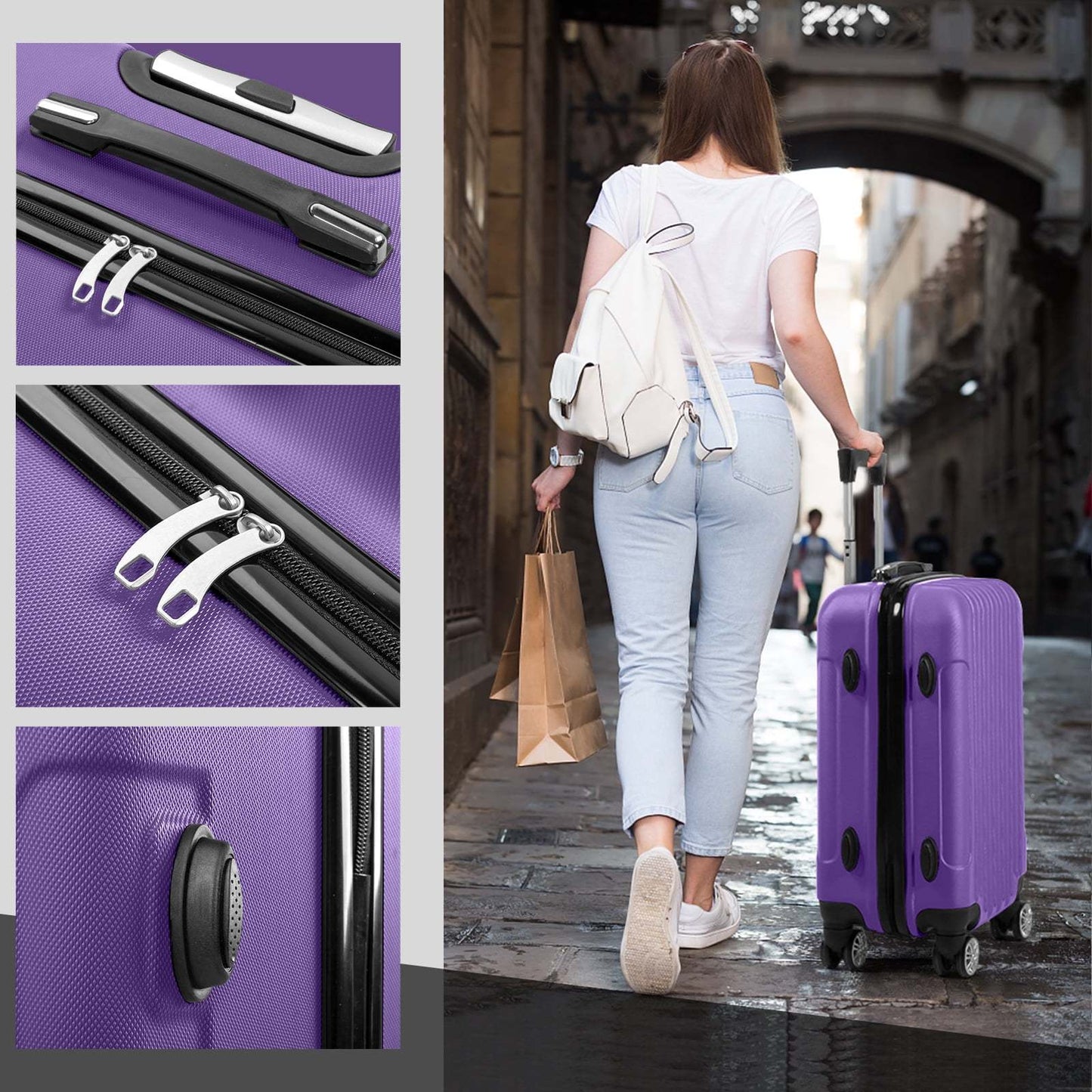 AutoForever Hard Shell Luggage 3pc With 360 Spinner Wheels