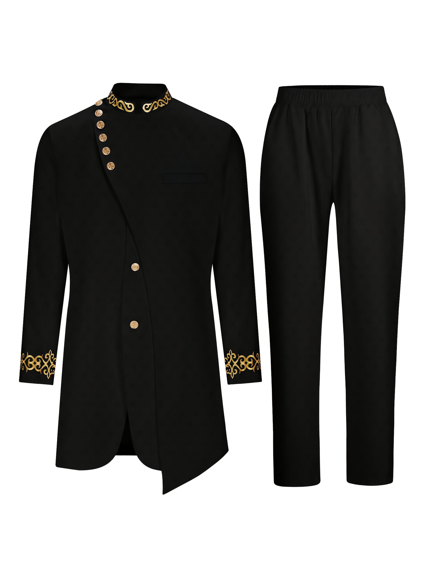 Geometric Pattern Men's Casual Two-Piece Suit Set Polyester