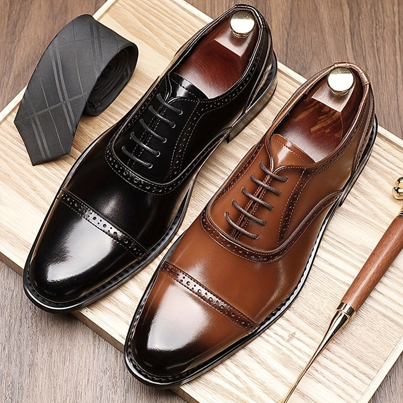 JASONSTAR Brogue Cap Toe Oxford Dress Shoes For Men