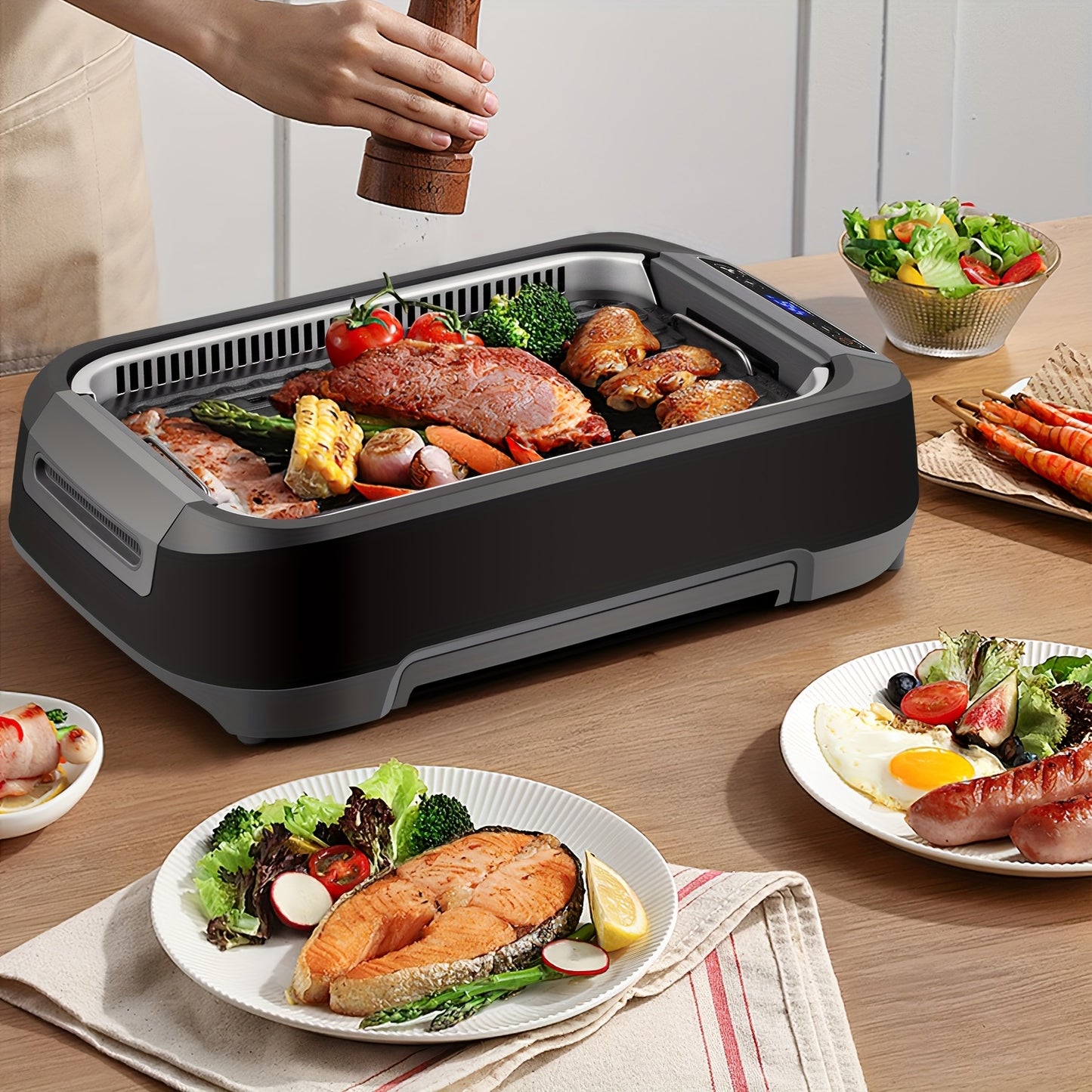 Smokeless Indoor Grill 1500W With LED Display And Extractor