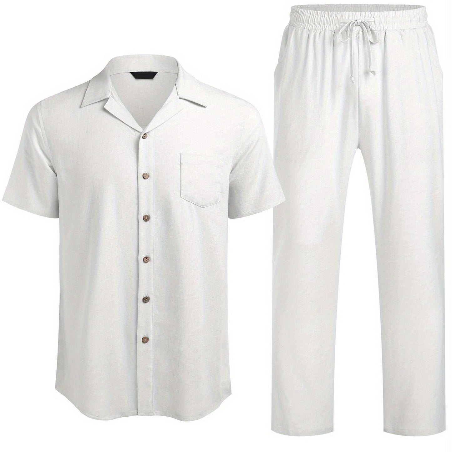 ELESOL Mens Linen Suit Two Piece Executive Set For Business