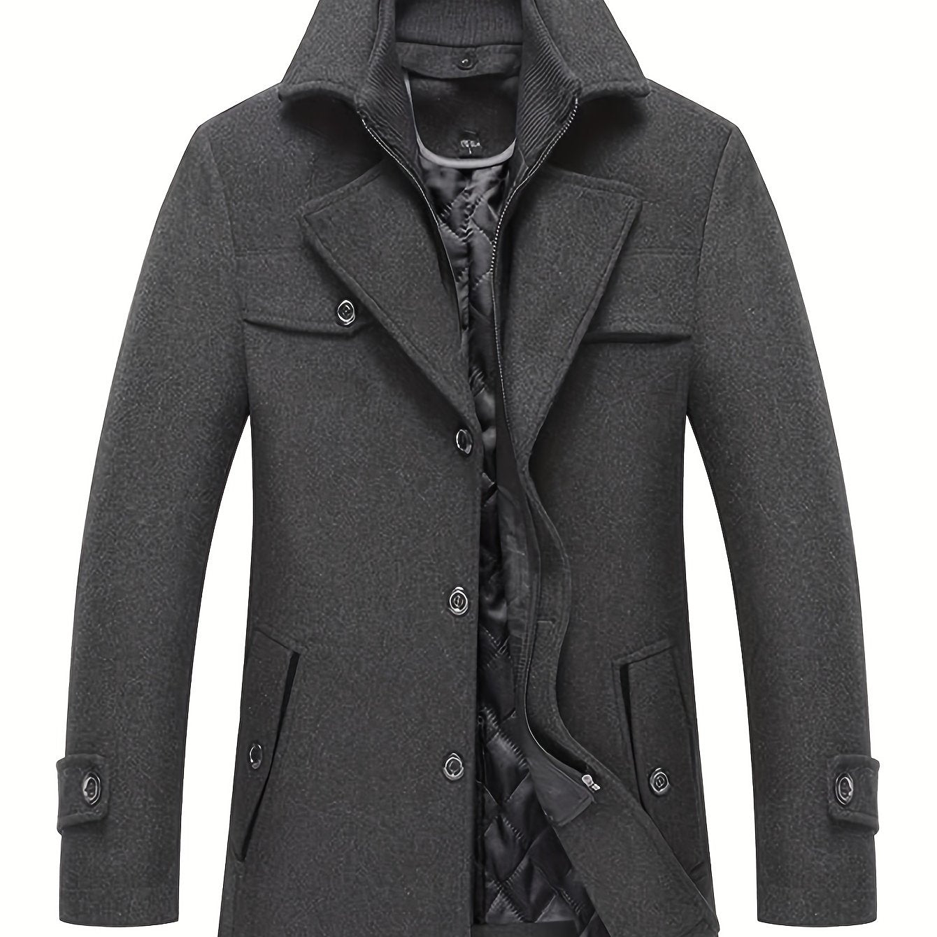 INVACHI Wool Blend Trench Coat With Detachable Scarf