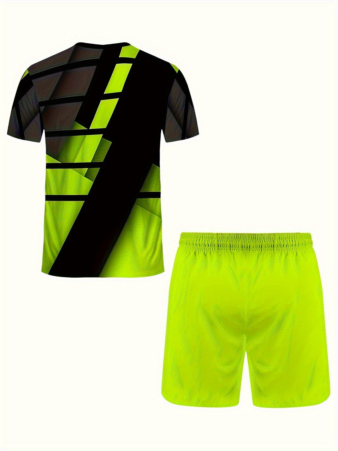 Geometric Graphic Print Men Summer Tee And Shorts Set