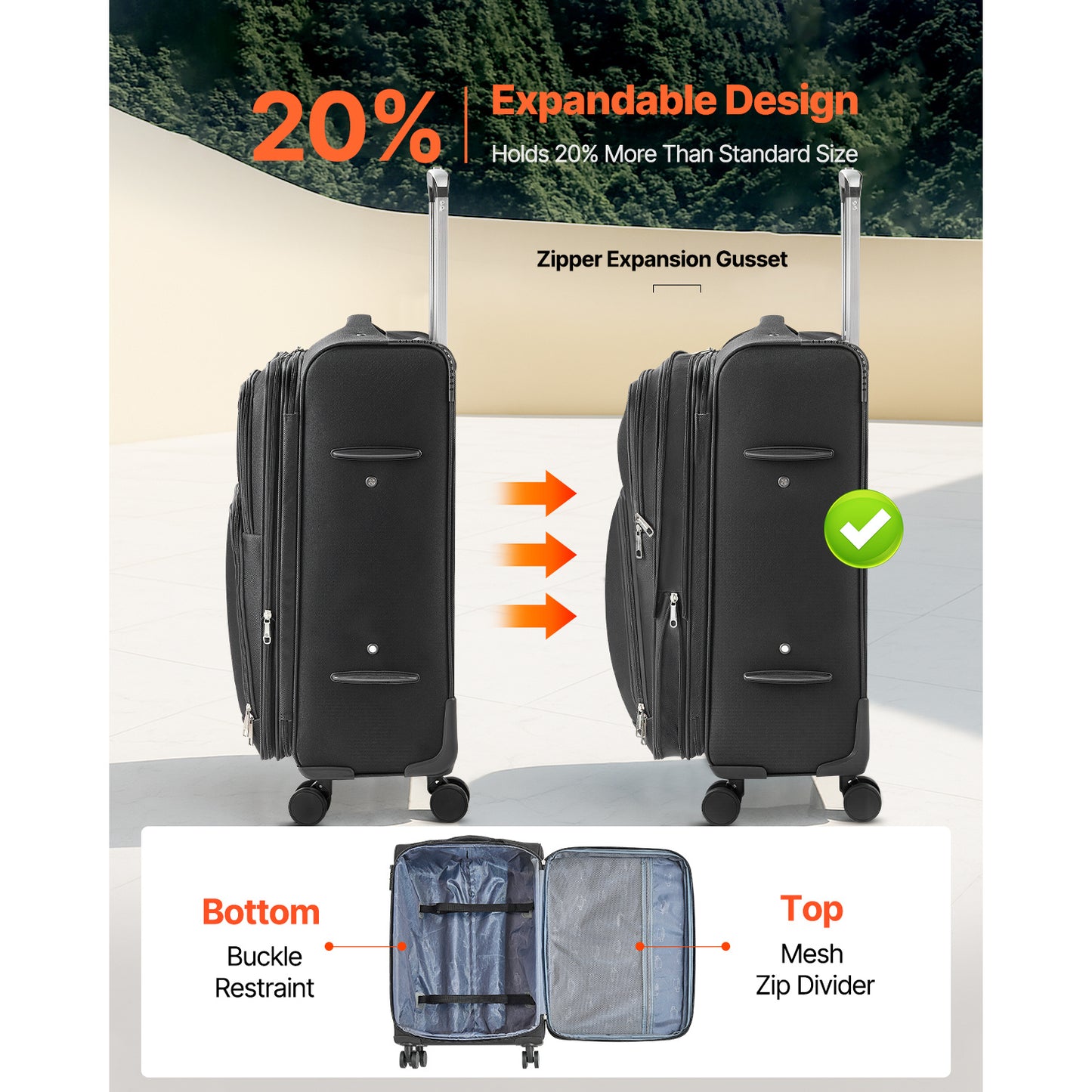 VEVOR Expandable Luggage With Spinner Wheels Carry On