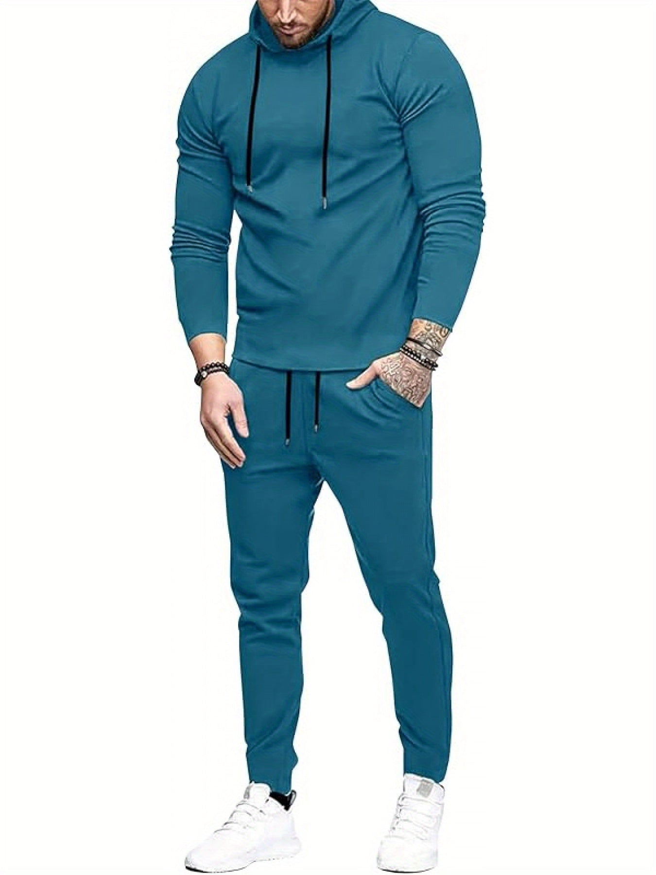 Men's Two Piece Sweatsuit Set Hooded Jogger Tracksuit