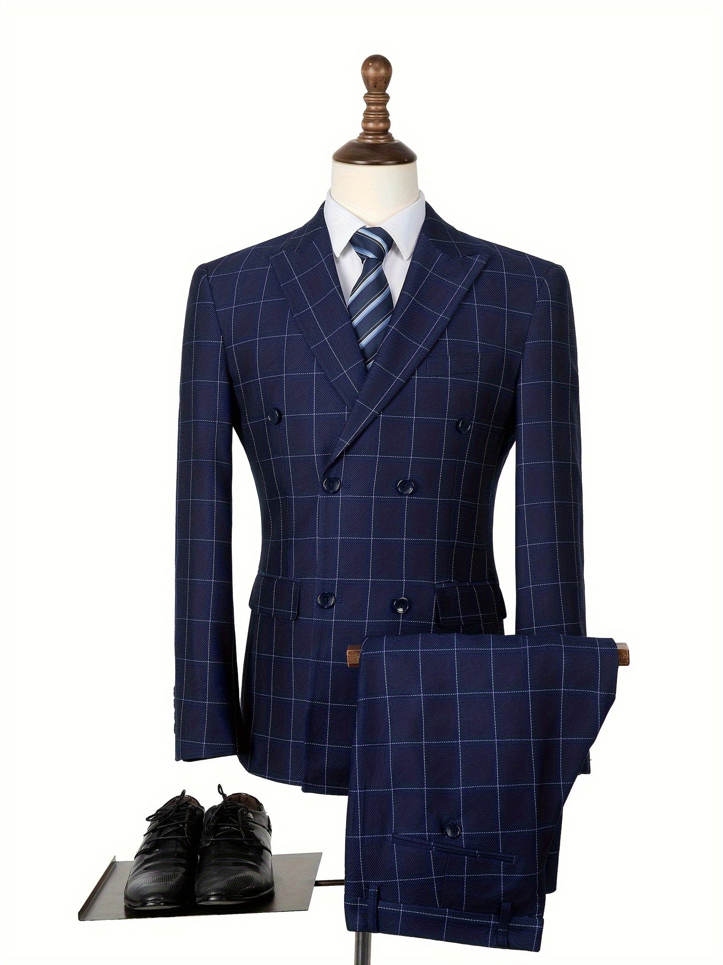 LYNERUN 3 Piece Suit Set Men Slim Fit Blazer Vest Pants