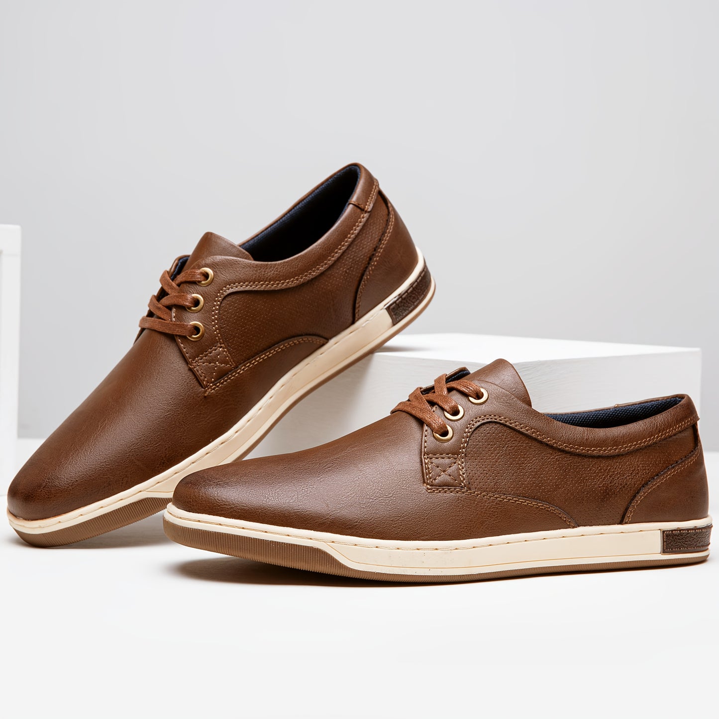 JOUSEN Men's Glossy Low Top Sneakers Breathable Mesh Lining