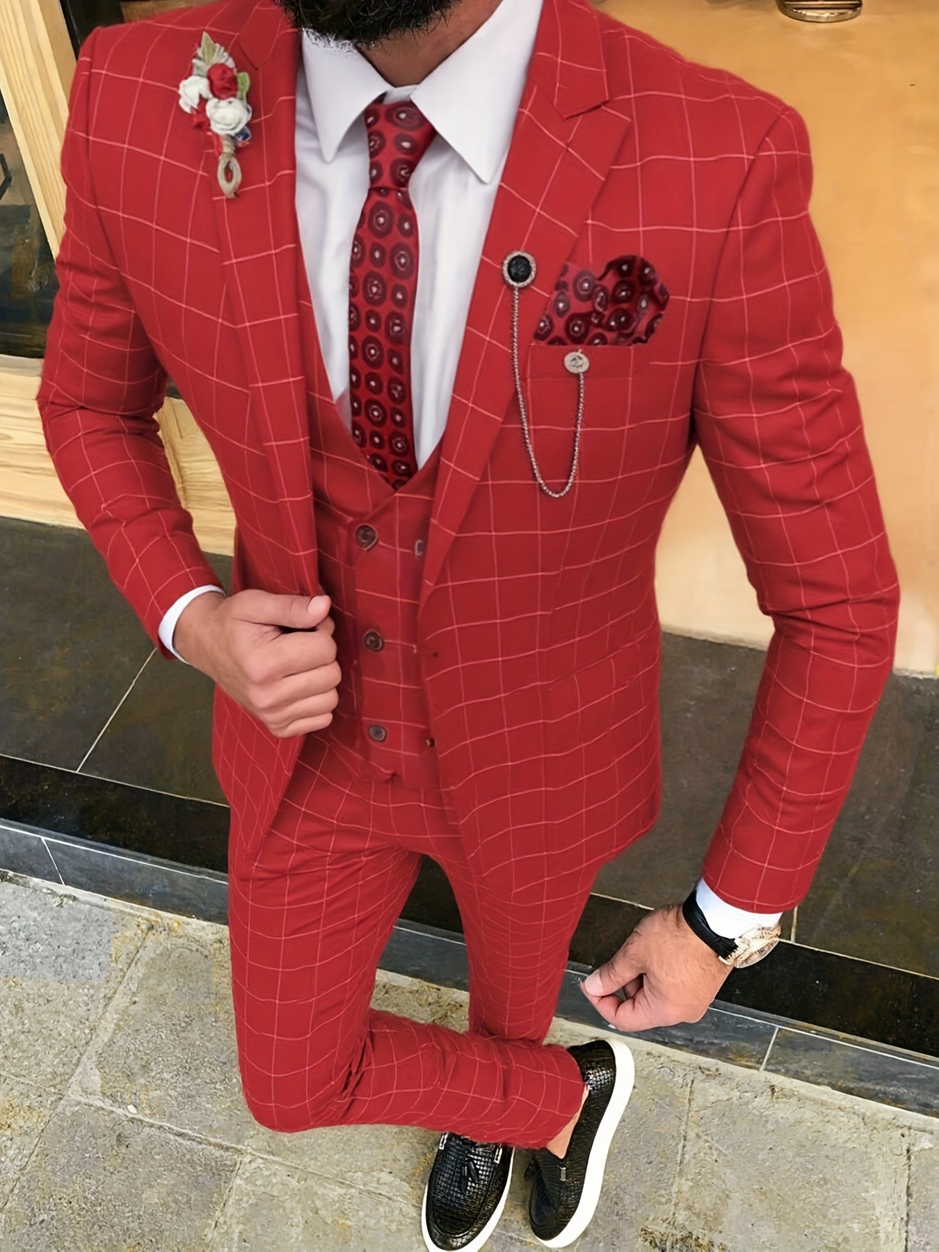 Mens Stylish 3Piece Suits For Formal Wedding Bestman Prom