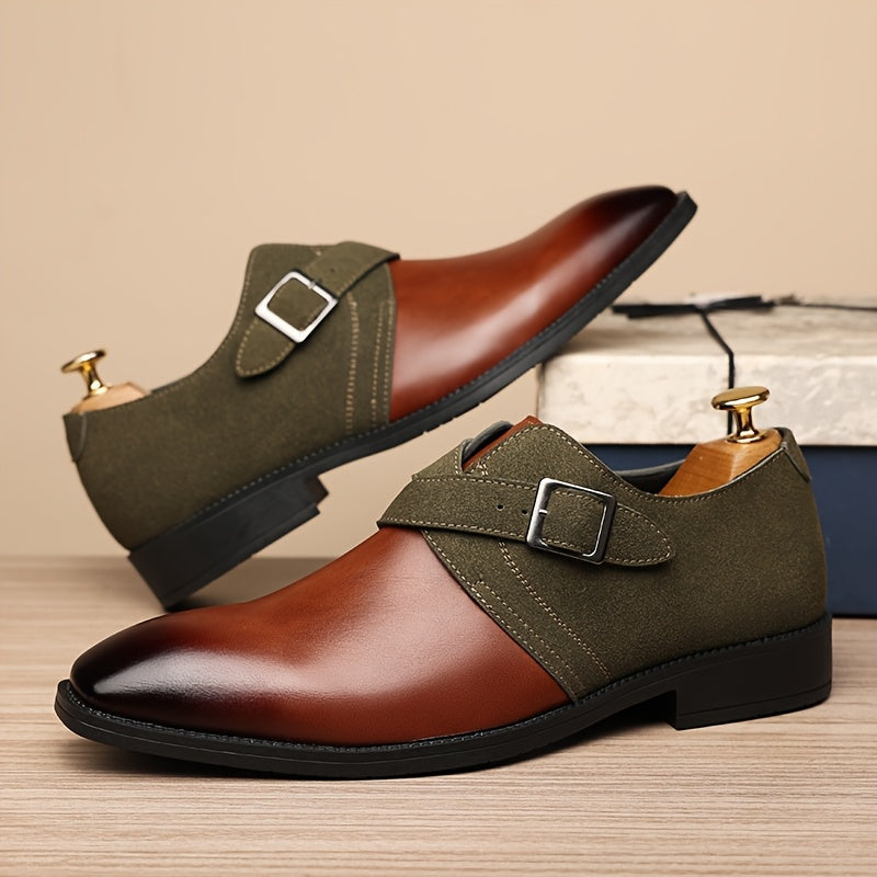 Mens Oxford Shoes Double Monk Straps With Rubber Sole