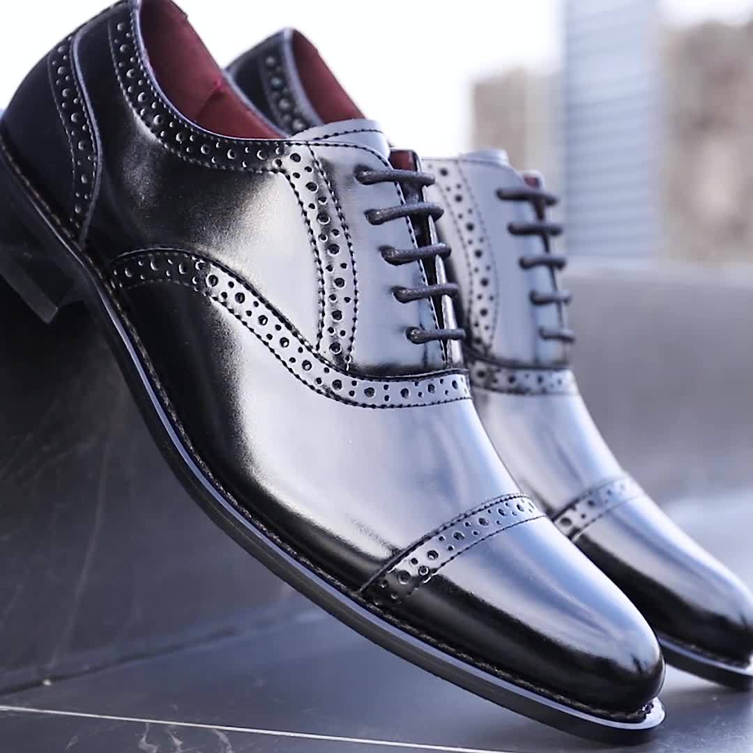 JASONSTAR Brogue Cap Toe Oxford Dress Shoes For Men