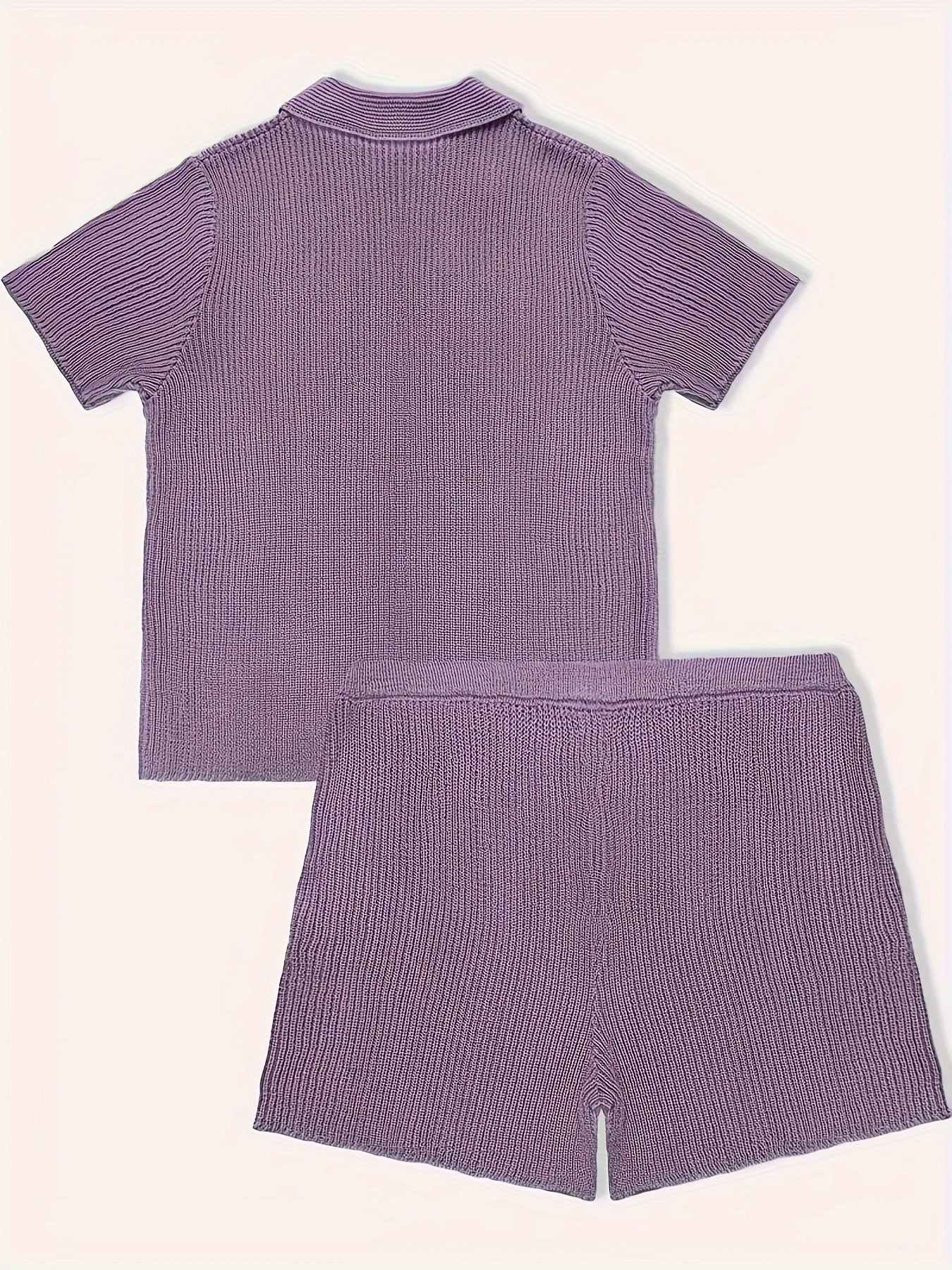 Nylon Knit Button Up Shirt and Shorts Set for Spring