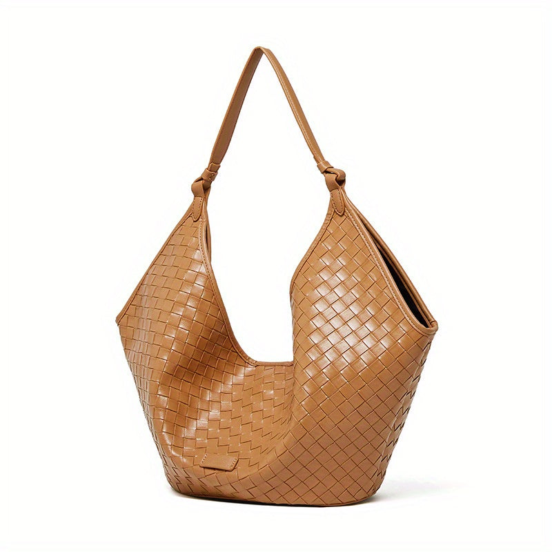 Vintage Cowhide Woven Leather Tote Bag by Unknown Brand