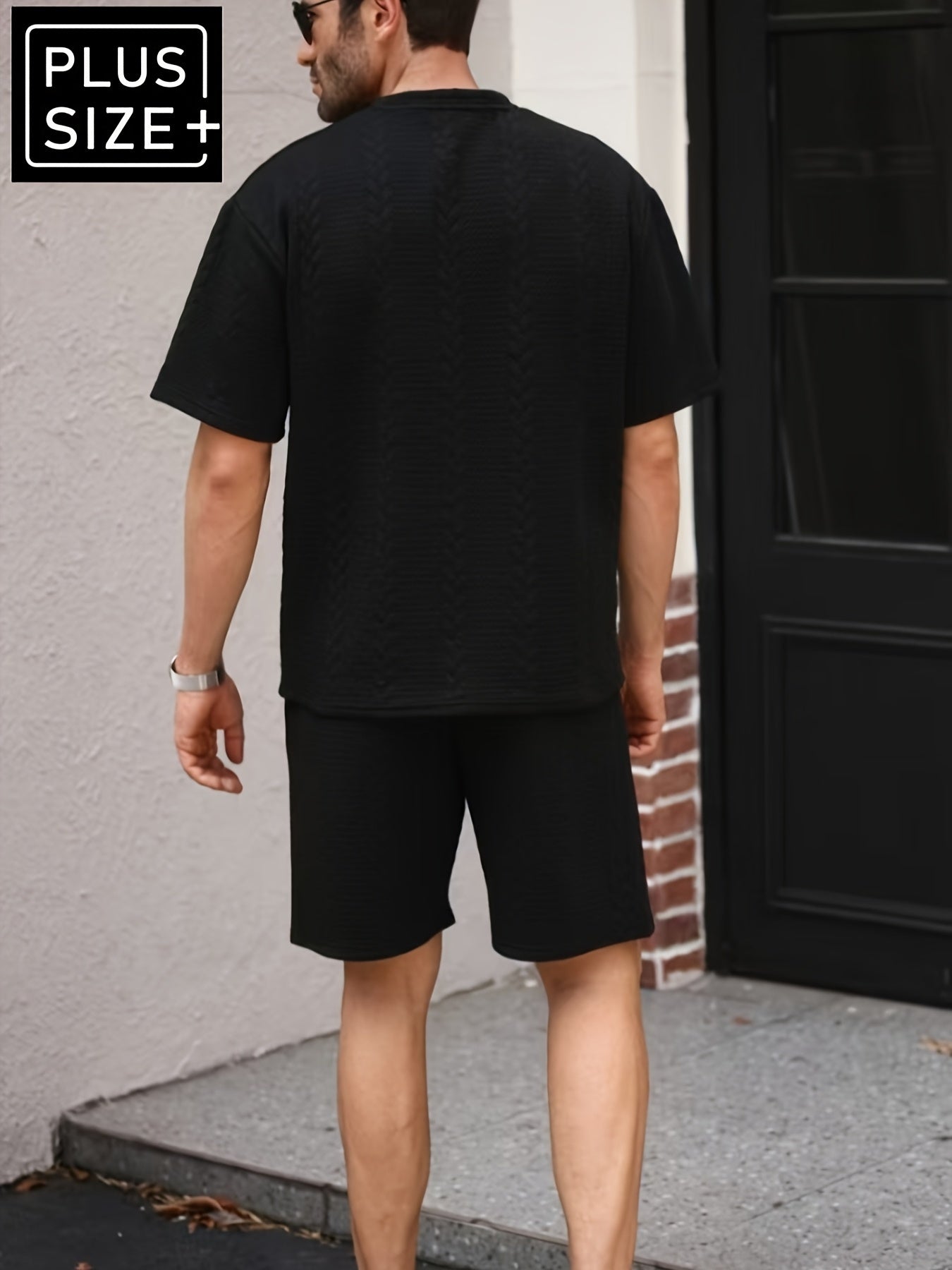 Mens Jacquard Two Piece Casual Set Breathable Homewear