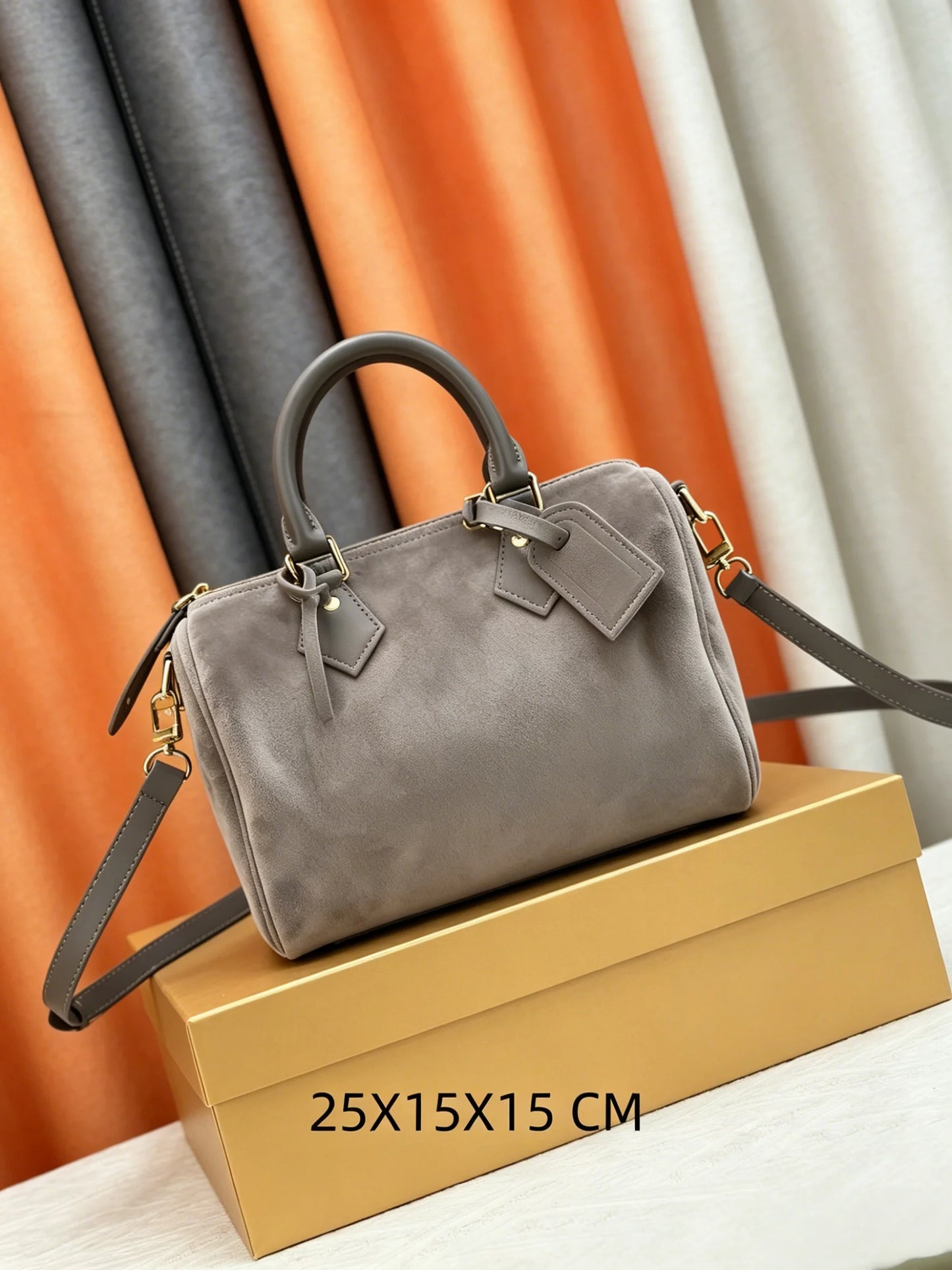 2026 Fashion New Luxury Women's Bag 15X20X10CM Speed Canvas Print Handbag with Shoulder Strap Crossbody Bag No Box