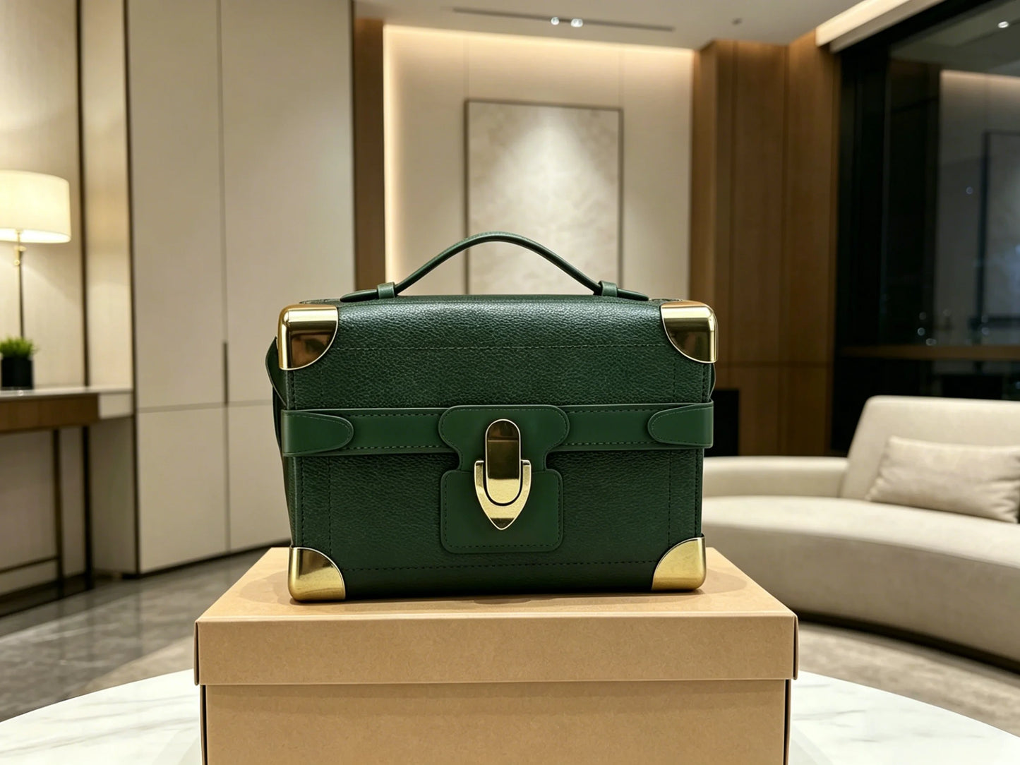 Boxy Womens Shoulder Handbag Retro Metal Lock Purse