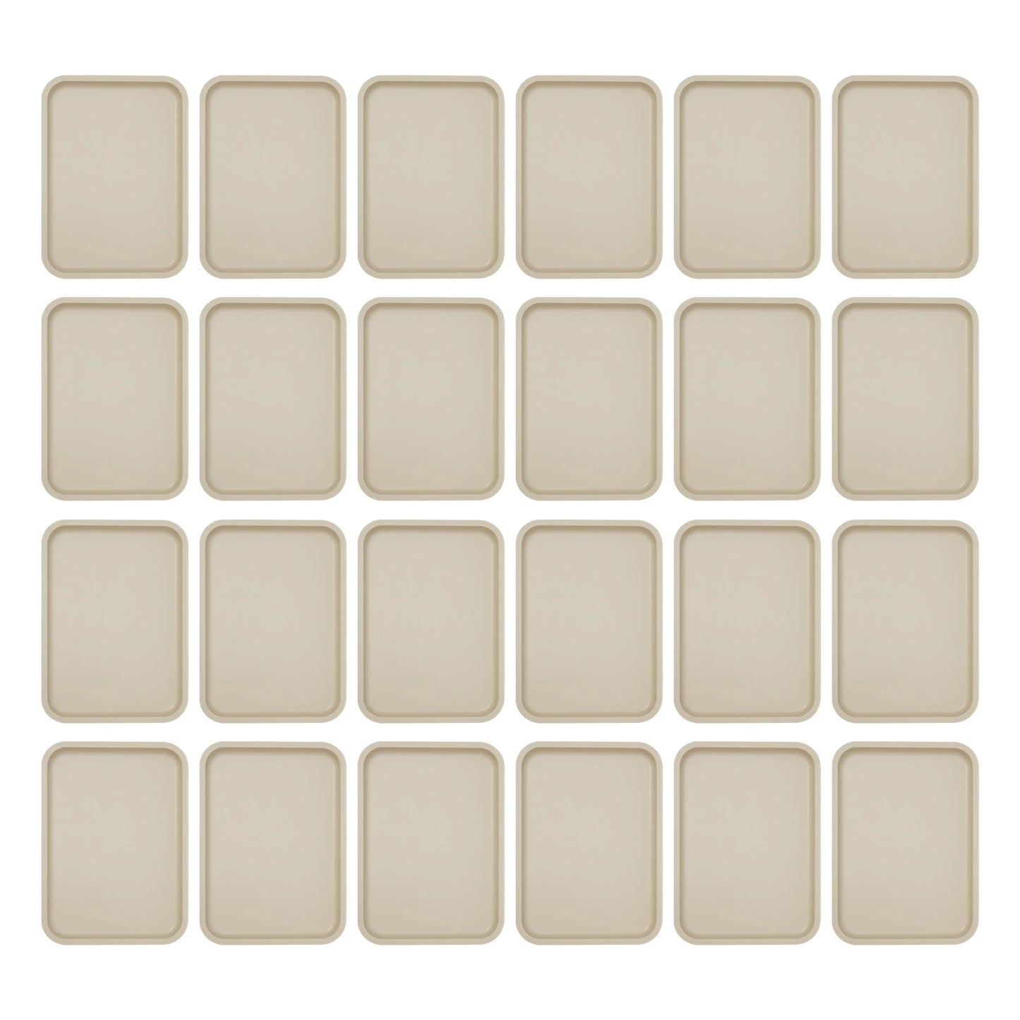 24 Pack Rectangular PP Fast Food Trays 36×27cm Anti-slip Surface Stackable 120℃ Heat Resistant Restaurant Cafeteria Serving Trays Khaki