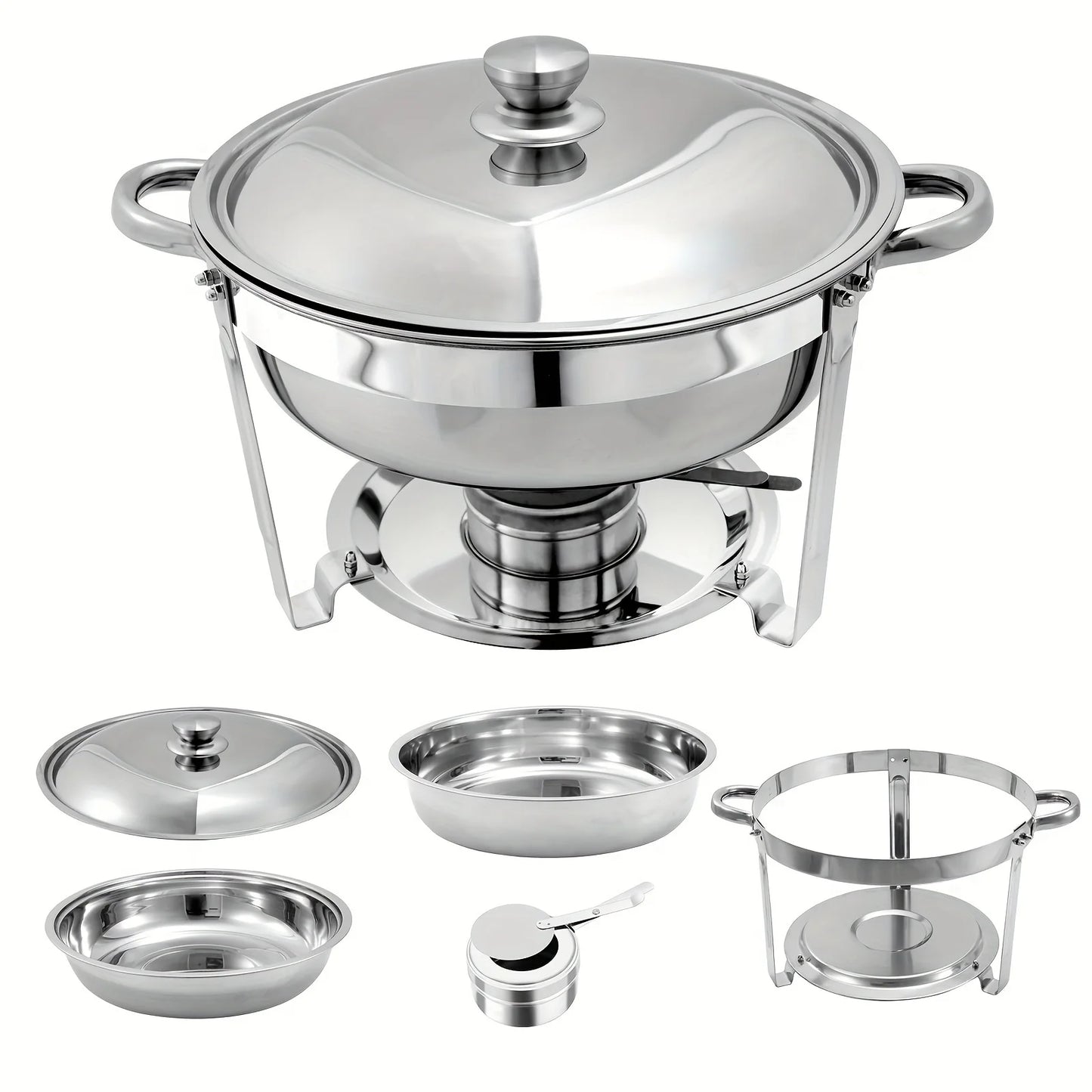 Choice Round Chafing Dish Buffet Set Stainless Steel Pans