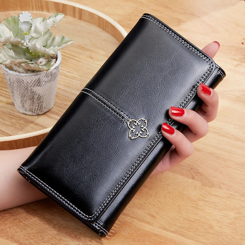 Women's Leather Wallet Woman Luxury Long Wallets Fashion Women Purses Money Bags 2022 Handbags Womens Purse Cards Holder