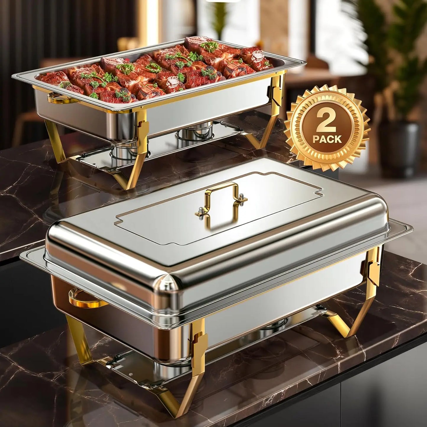 Hign Concerned Chafing Dishes Buffet Set Rolled Edge Design