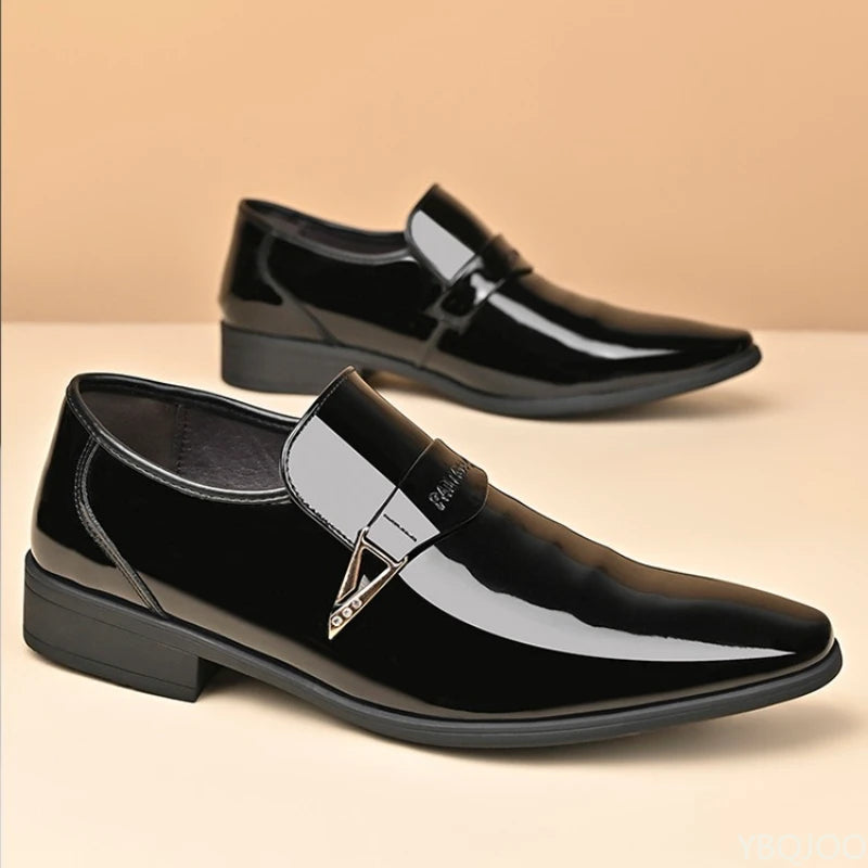 YBQJOO Men's Slip On Pointed Formal Shoes PU Insole