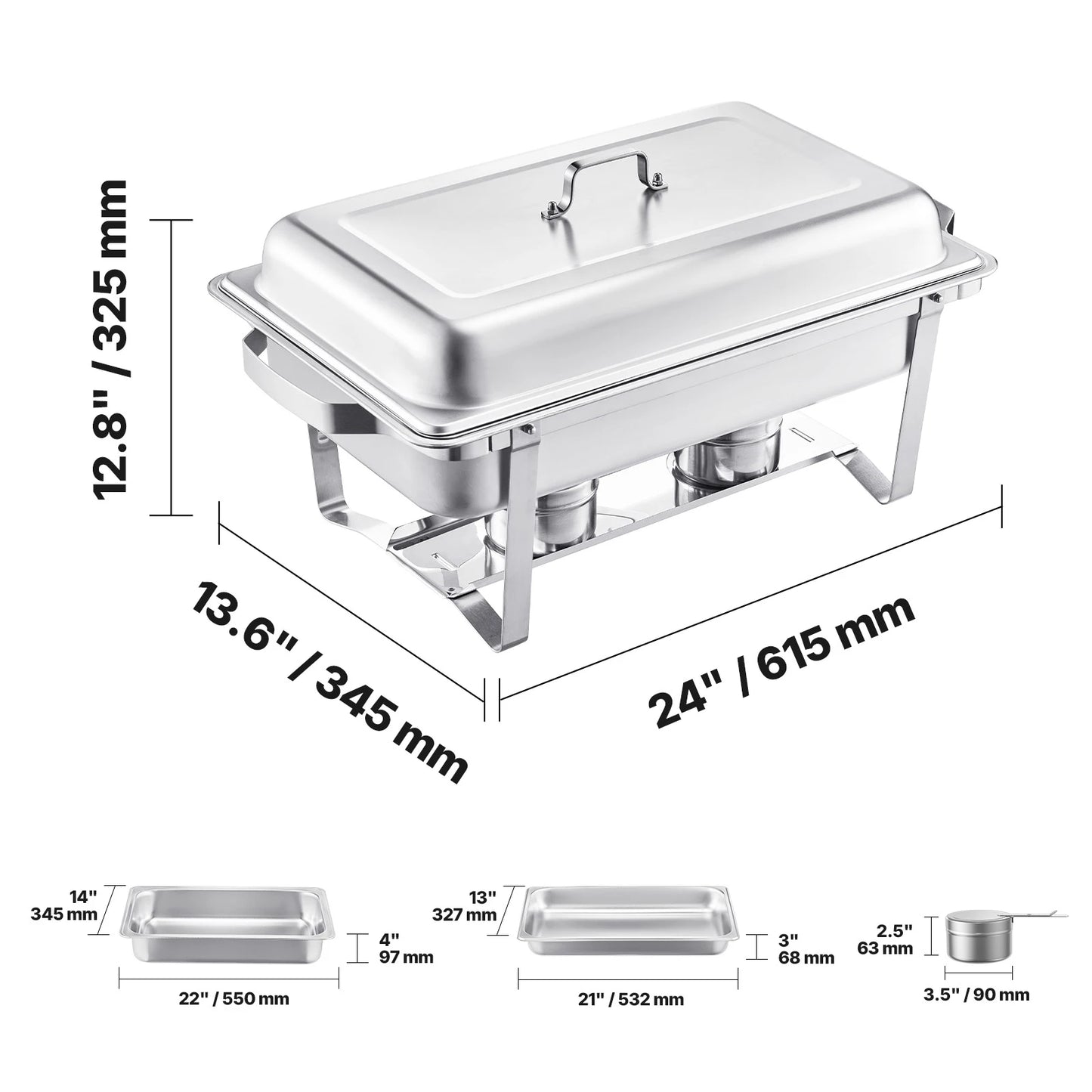 SucceBuy Stainless Steel Chafing Dish Buffet Set With Lid