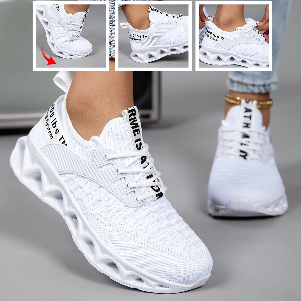 Unisex Knit Running Shoes Breathable Lightweight Non Slip Walking Gym