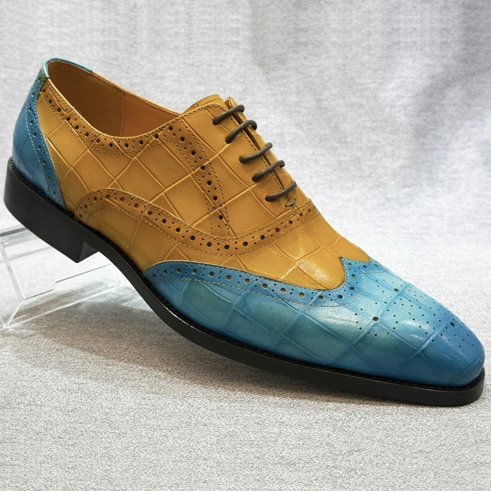 Felix Chu Men's Genuine Leather Wingtip Oxfords