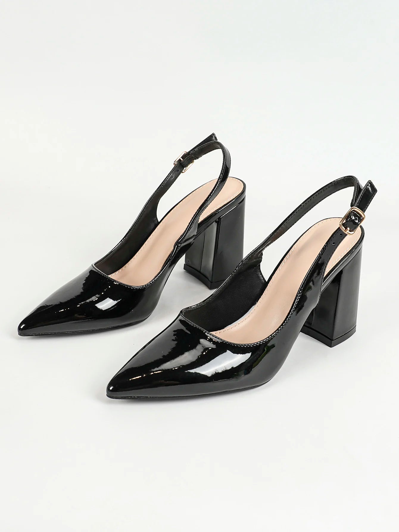 Women Slingback Closed Toe Block Heel Pumps For Office