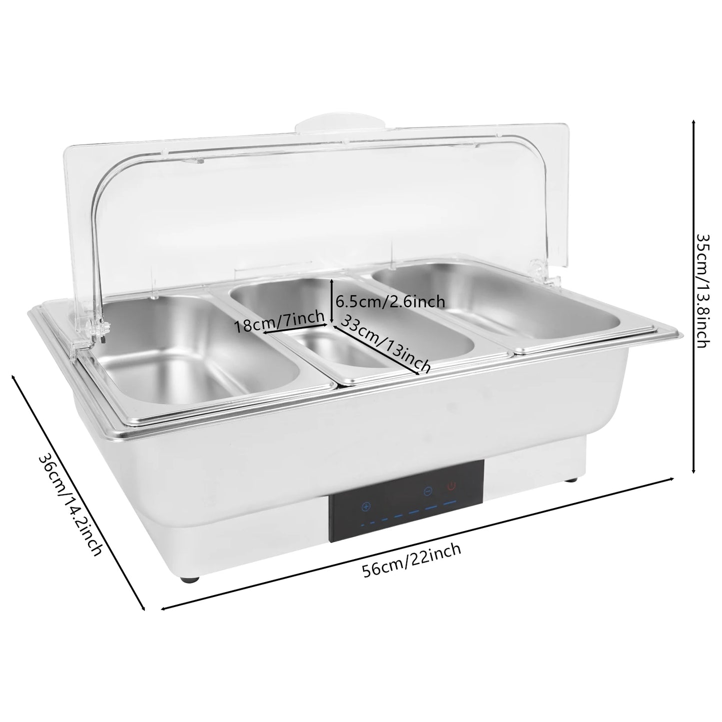 Stainless Steel Electric Chafing Dish Buffet Chafer With Touch Control