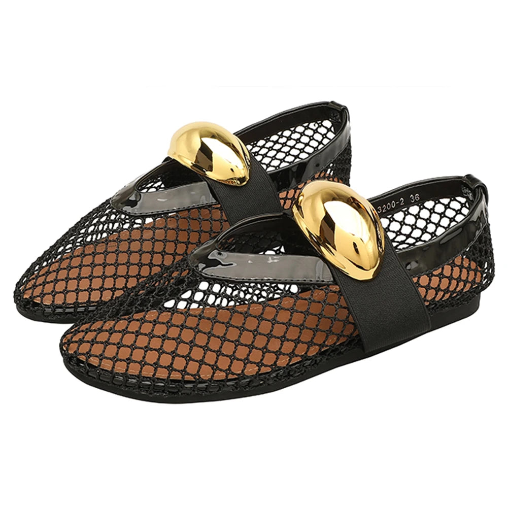 Guangdong Women Mesh Ballet Flats Slip On Ballerina Shoes