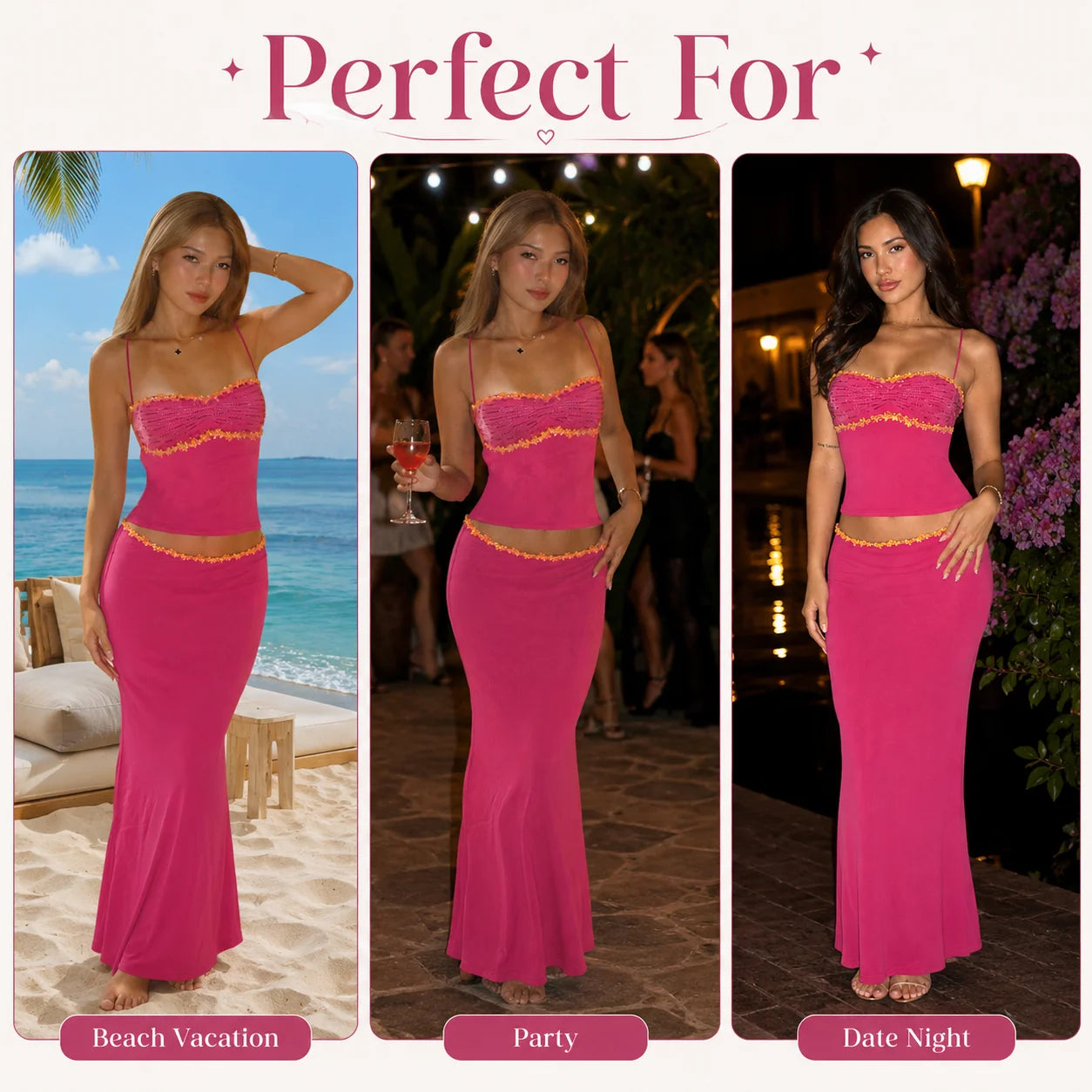 Halter Crop Corset Low Waist Matching Sets Summer Trendy Back Lace Mermaid Skirt Stylish Sexy vacatio Beach Party Baddie Outfits