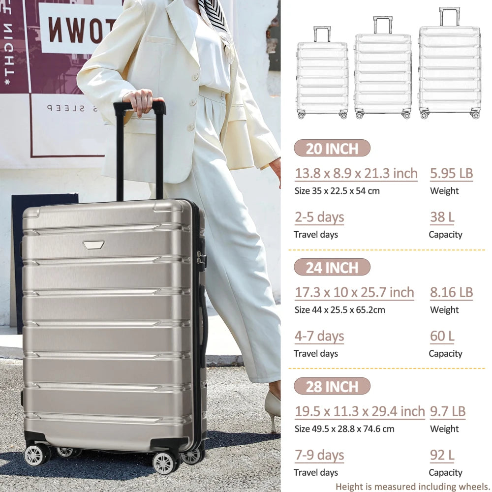 CN Hong Kong Hardshell Luggage Set Three Piece ABS PC