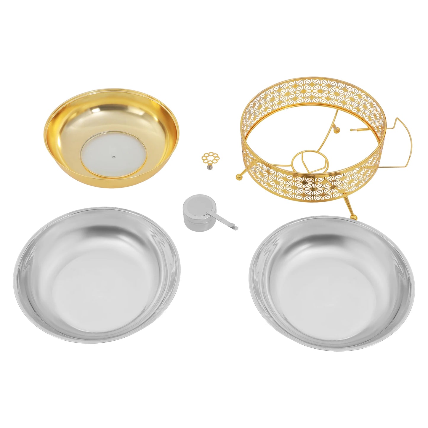 Gold Chafing Dishes for Buffet 8 L/8.38 Quart, Stainless Steel Round Chafer Buffet Servers and Warmers Set Large Food Warmer Chafer, for Weddings, Parties, Banquets, and Restaurants (8L/8.38QT)