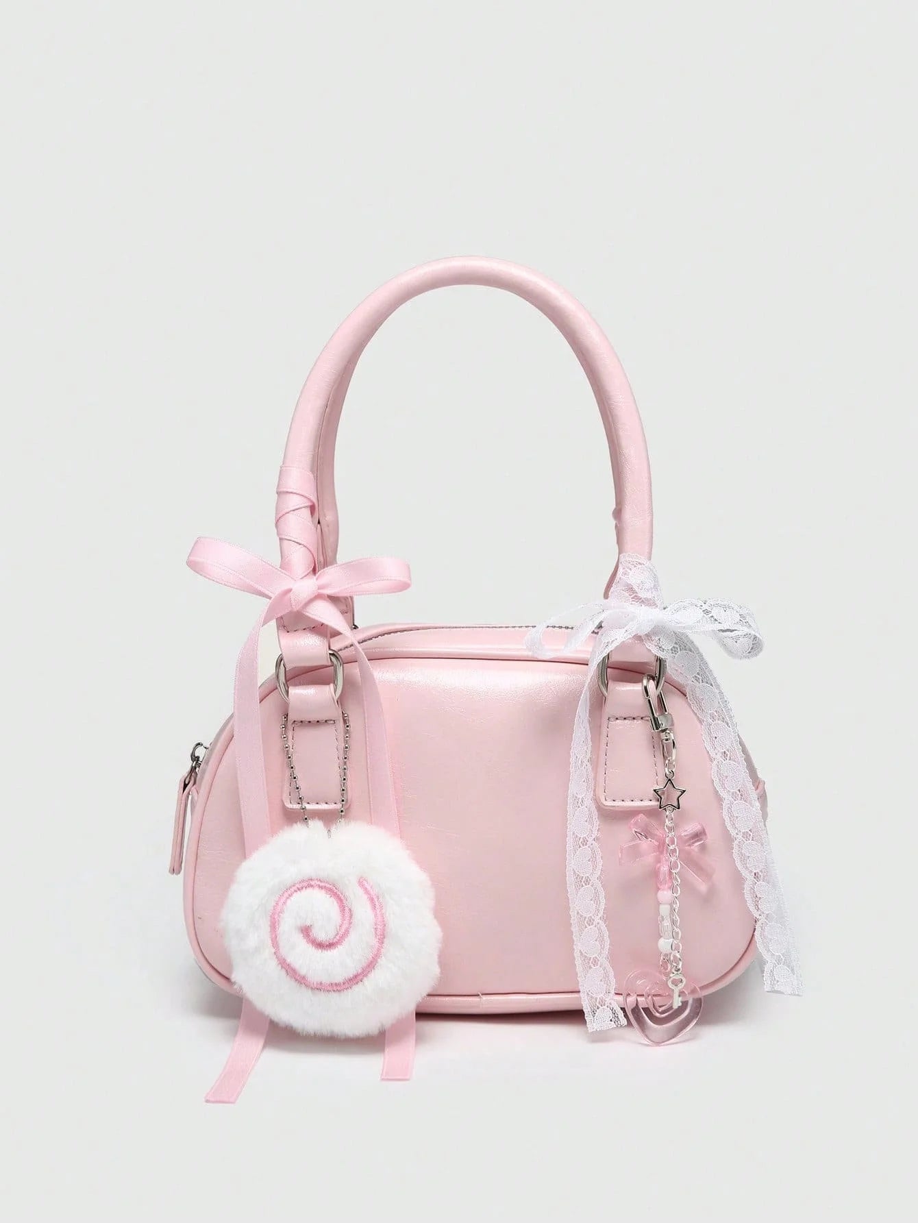Womens Ballet Style Cherry Pearl Bow Mini Handbag Purse Kawaii