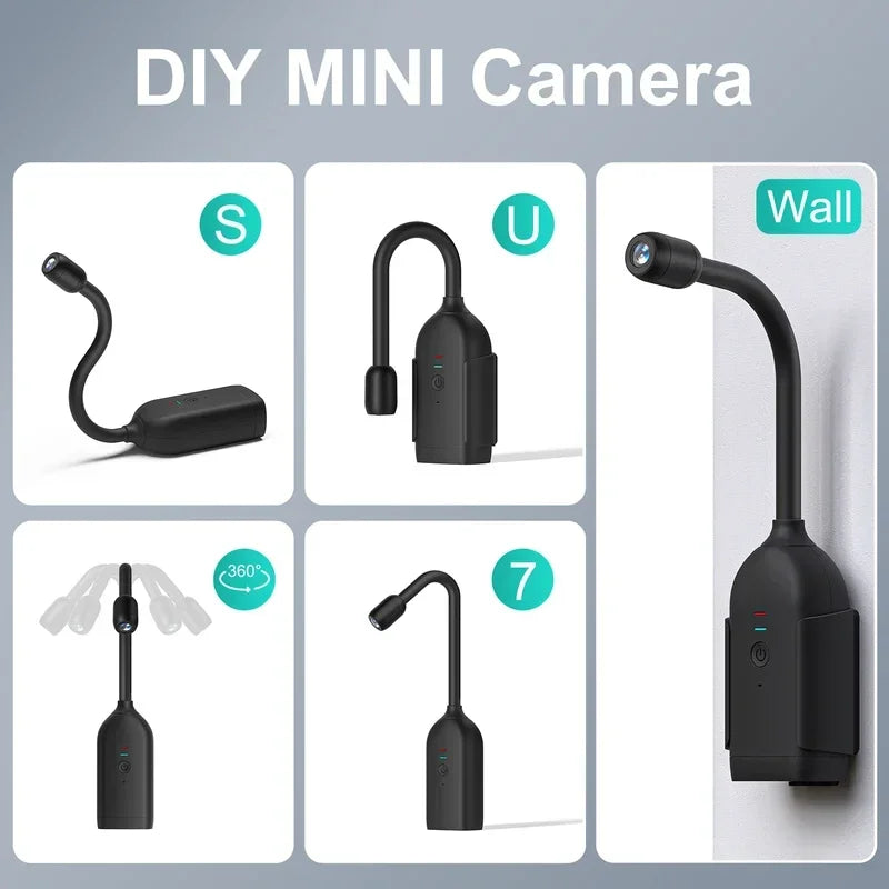 QJ700 Mini WiFi Camera HD 1080P Flexible Lens Cable 2 Way Talk Motion Detection USB Rechargeable Small Wireless WiFi Camera