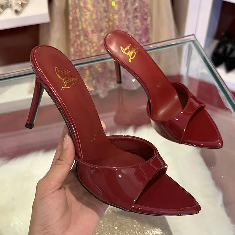 SOVOB Satin High Heel Sandals For Women Pointed Toe Peep Toe