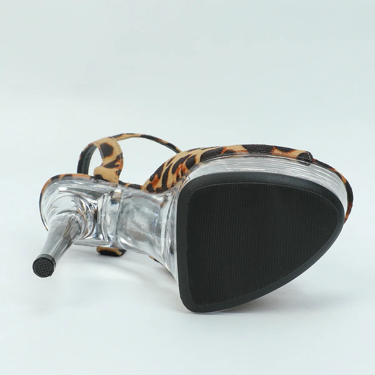 Mclubgirl Leopard Sexy Platform Fish Toe Heels Sandals