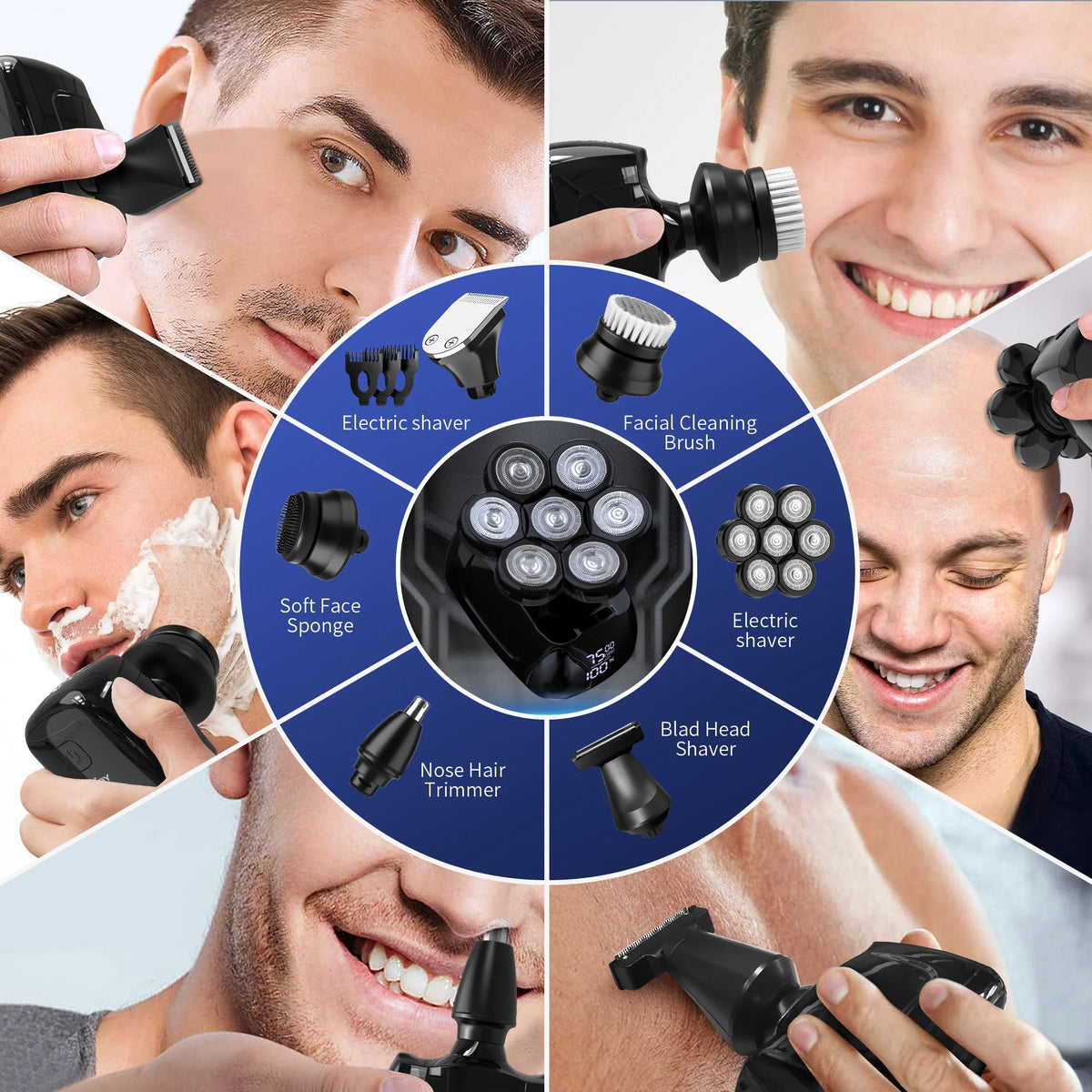 Sejoy Men Magnetic Floating Wet Dry Electric Shaver With USB