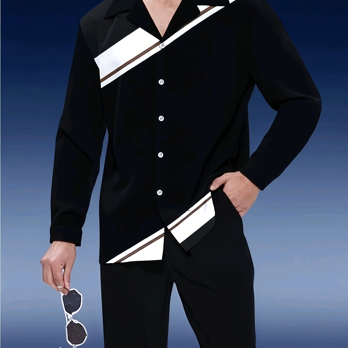 Halloween 2 Piece Men Long Sleeve Shirt And Trousers Set Outfit