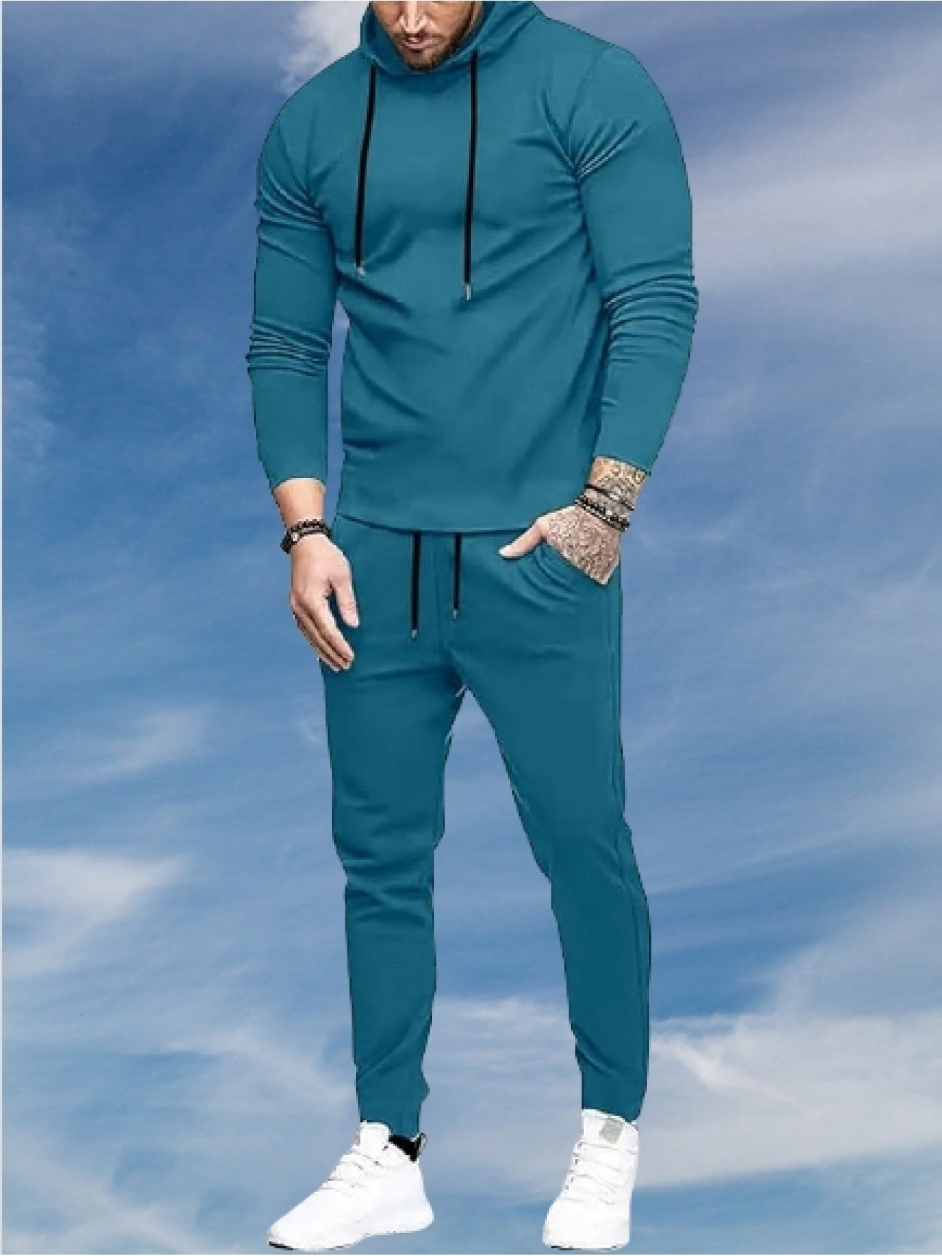 Men's Two Piece Sweatsuit Set Hooded Jogger Tracksuit