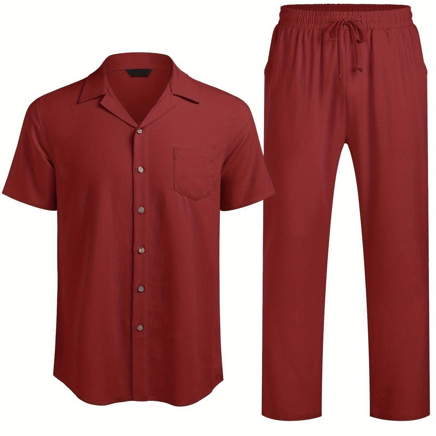 ELESOL Mens Linen Suit Two Piece Executive Set For Business
