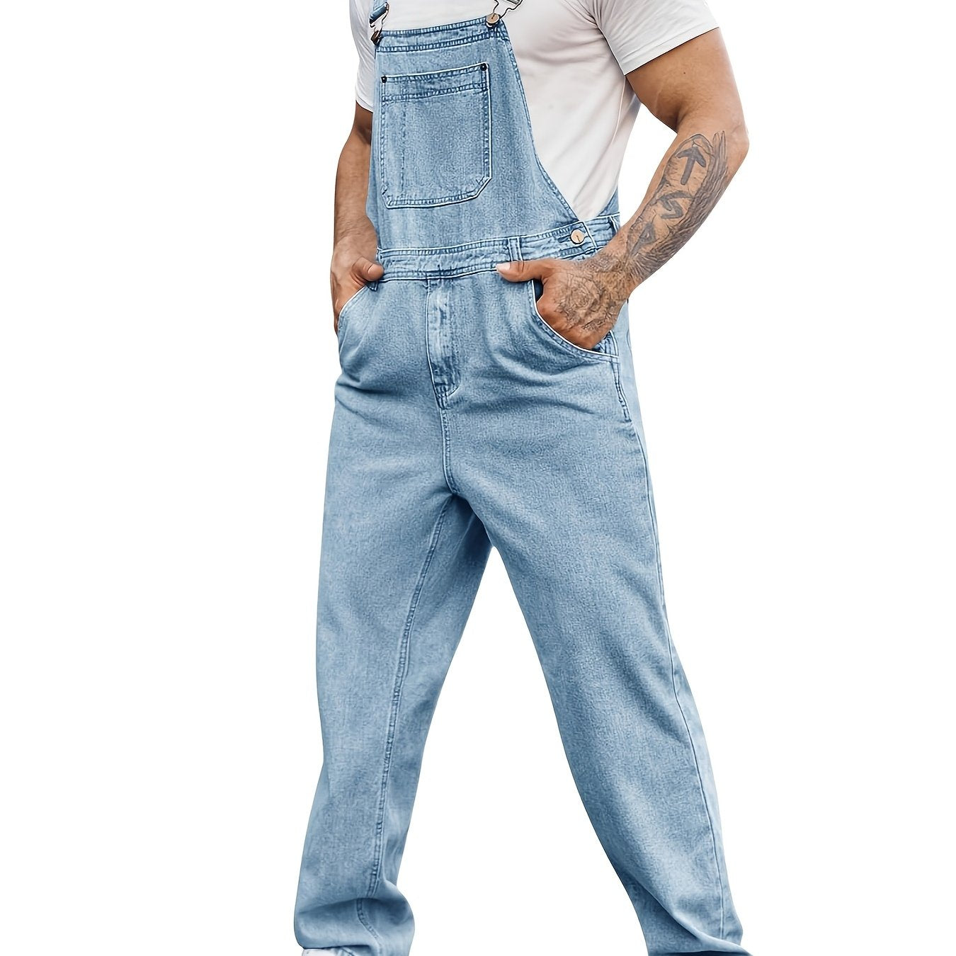 Men's Denim Bib Overalls Straps Boot Cut Casual Jumpsuit