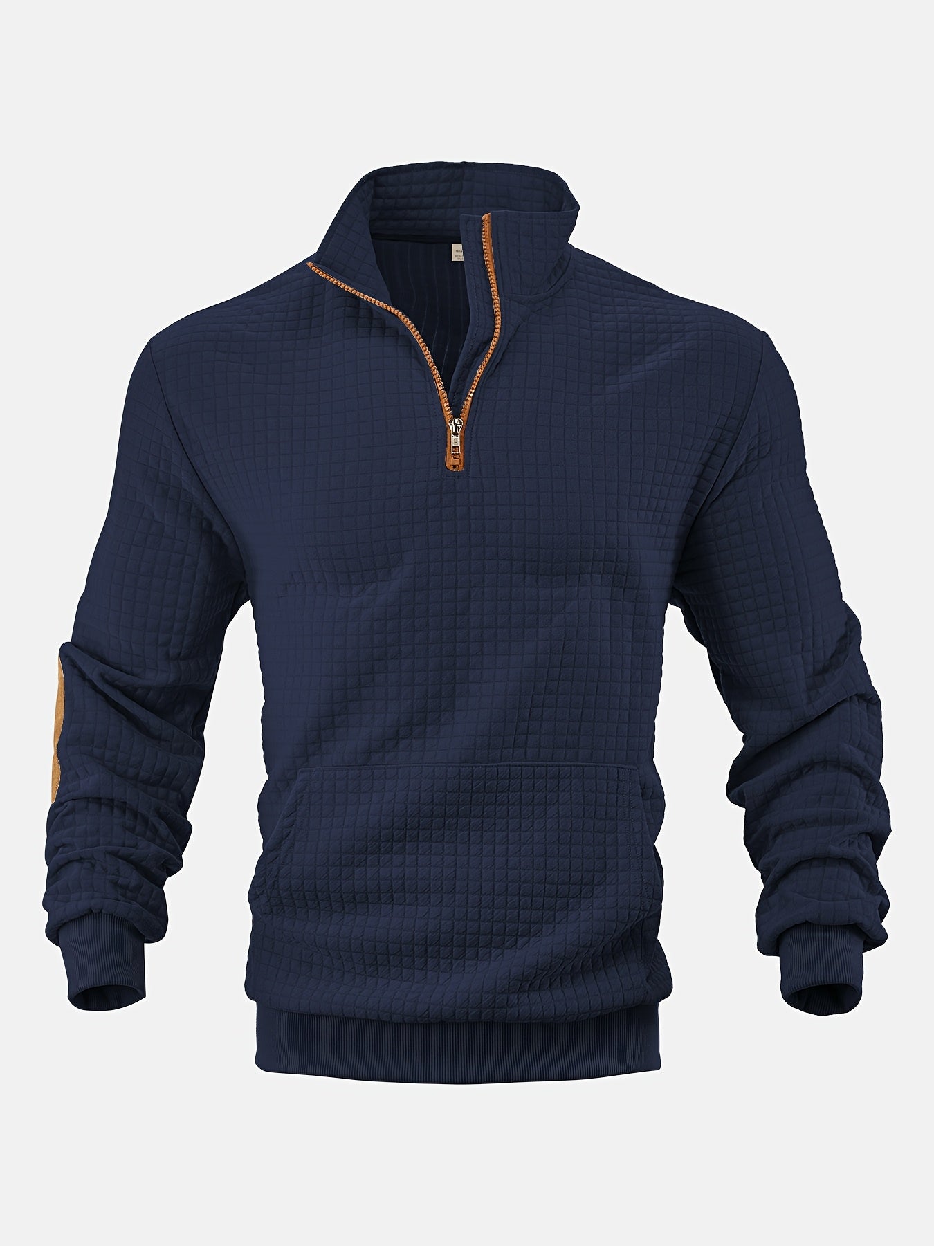 Men Casual Versatile Half Zip Quilted Sweatshirt Cozy